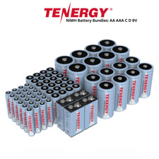 Tenergy AA AAA C D 9V NiMH Rechargeable Battery Bundles LOT