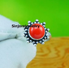 Coral Gemstone 925 sterling silver handmade Gift Ring US size 5 to 10