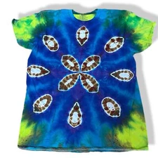 handmade tie dyed unisex tshirt XL football mandala blue