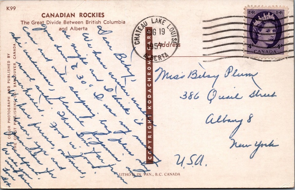 Canadian Rockies The Great Divide B.C. Alberta Posted Chrome Vintage