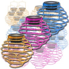 Solar Spiral-Laterne 2x 4x 6x LED Hängeleuchten gelb türkis pink  Ø 12cm 22cm