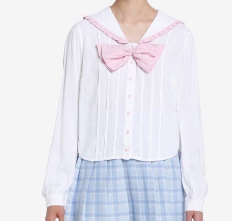 Sweet Society Bunny‎ Sailor Collar Long Sleeve Woven Top Hot