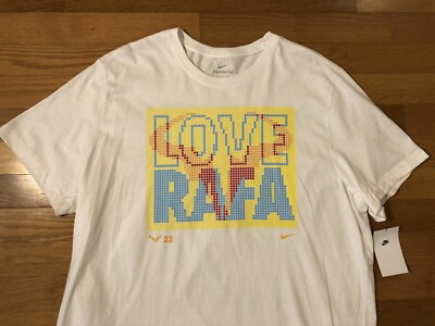 New XXL Nike Court Love Rafa Nadal Tennis White Wimbledon Shirt