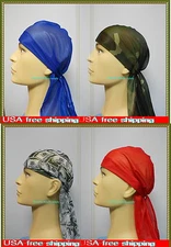 "buy 1 get 1 free" Red sport hip hop du rag SKULL wave CAP Nylon Tie Down tail  