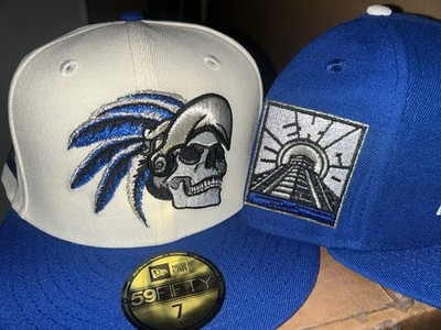New Era Mexico   Aztec Warrior White Royal Blue 59Fifty Skull Warrior Size 7