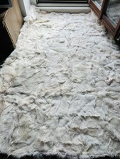 Toscaner Lammfell Decke weiß Kuscheldecke Pelzdecke, 200x160 Patchwork