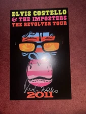 Elvis Costello Rare Authentic Signed VIP Lithograph Poster Tour Autographed MINT