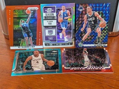 Panini Topps Sacramento Kings Spurs Card Lot 5 De'Aaron Fox Prizm Mosaic Chrome
