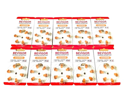 BEVIGOR ORIGINAL A 13 (Orange) PR48 Hearing Aid Batteries x 10 (TEN) packs =60 SIXTY Original