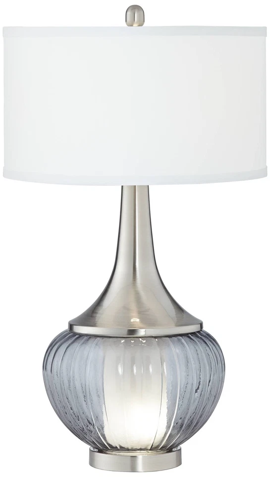 Courtney Modern Table Lamp 28 1/2" Tall Nickel Glass Nightlight Dimmer Bedroom - Image 2 of 4