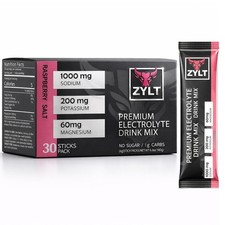 Electrolyte Powder ,30 Stick Packs, Zero Sugar Raspberry Salt Hydration Powder