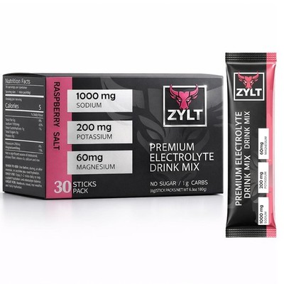 Electrolyte Powder ,30 Stick Packs, Zero Sugar   Raspberry Salt Hydration Powder