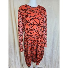 Fashion Nova Mesh It Up Mini Dress Rust Orange Black Geometric 2XL NWT