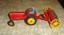 RARE DINKY TOYS MASSEY HARRIS TRACTOR &  HAY RAKE  - PLAYWORN/UNBOXED