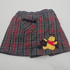Vintage Pooh Little Girls 90s Plaid Skort Skirt Winnie The Pooh Preppy size 5