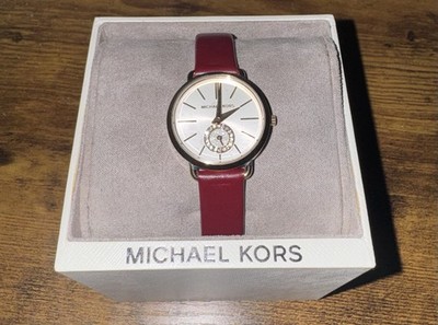 Michael Kors Damen Armbanduhr Mk2751 28mm Rosé Gold Edelstahl /weinrot Leder