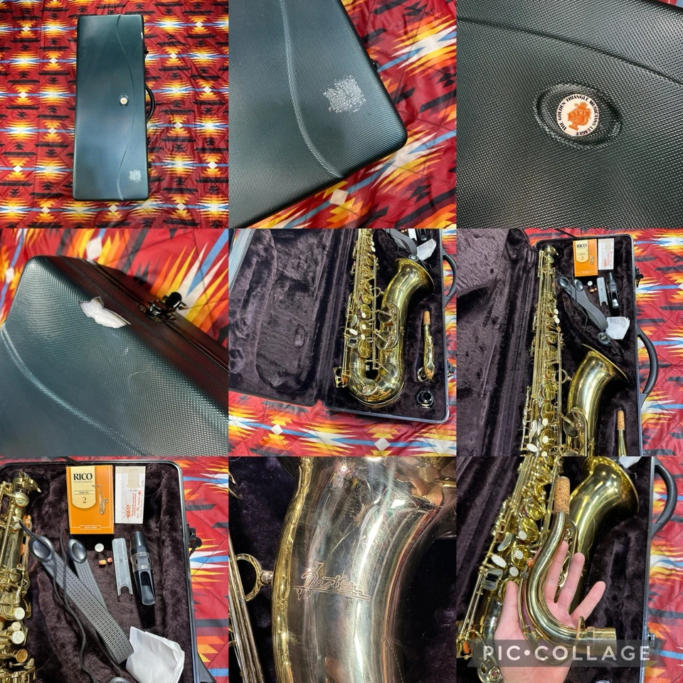 "Saxofón vintage Bestler 954 de latón de 30"" con estuche" Foto 2 de 4