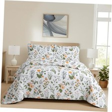 Quilt Queen Size 100 Cotton - Soft Full/Queen 90"x98" Orange Flowers