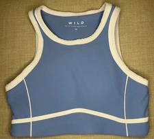 Wilo The Label Sports Bra Womens Medium Ribbed Longline Blue Athletic Athleisure
