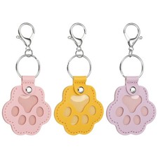 Pet Fur Storage Keychain Leather Dog Fur Keepsake Purple/Yellow/Pink 3Pcs