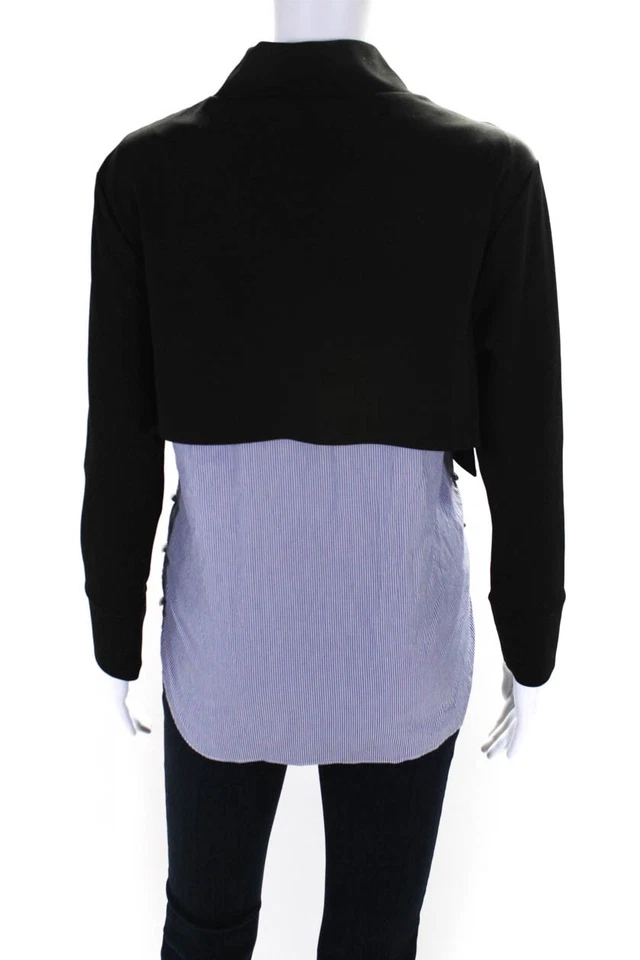 Blusa Top Drew Mujer Sólida Negra Azul Dosfer Cuello Alto Manga Larga Talla S Foto 3 de 4