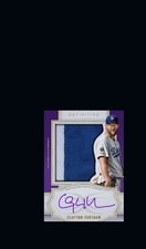 2020 Topps Definitive Clayton Kershaw Auto Purple Jumbo Relic Dodgers  Bunt Card