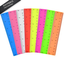 Unjoo Clear Plastic Ruler 6 Inch Straight Rulers, Bulk 6in/8colour, 6in/8pcs
