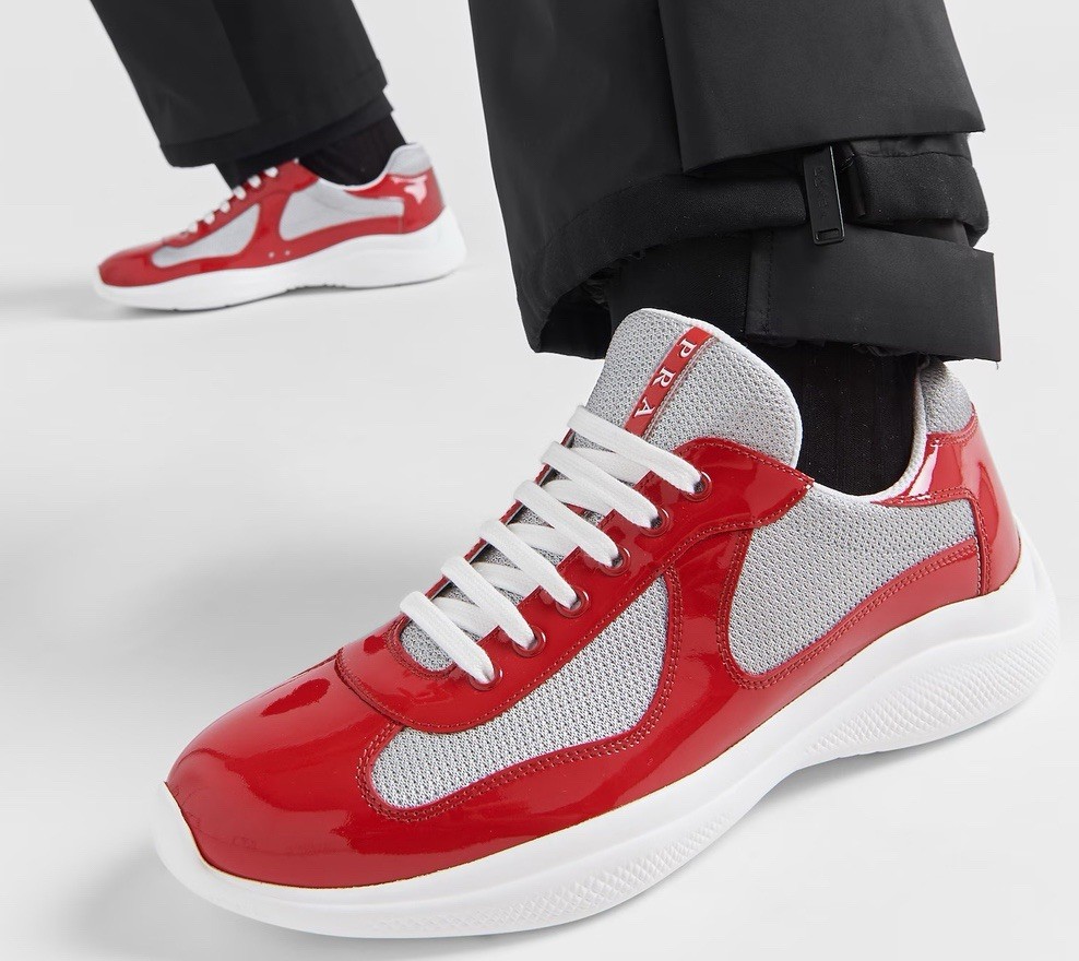 Red Prada Patent leather America's Cup sneakers Size US 10 Mens