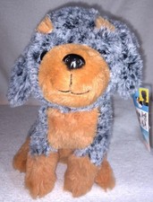 Plush Gray Black  Tan Puppy Dog 9" Sitting Plush NWT