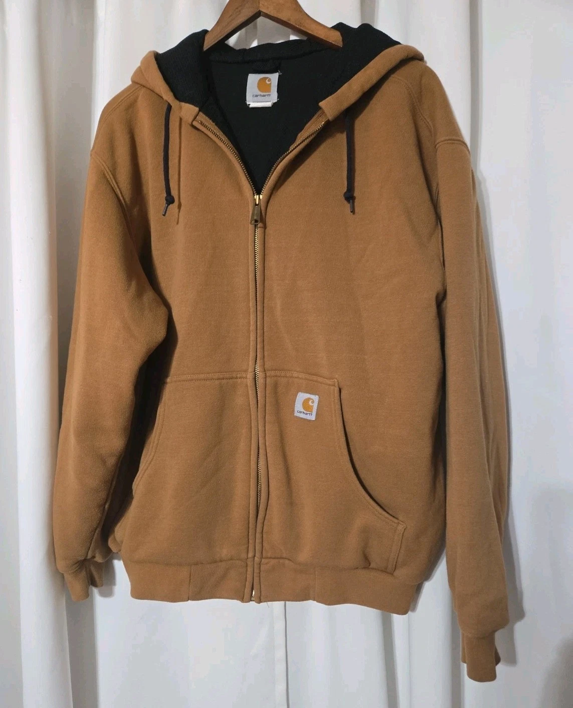 Vintage Carhartt Thermal Lined Hoodie Zip Up Jacket Medium Made In USA Kangaroo
