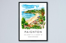Paignton Watercolor Poster Paignton Devon Travel Print Wall Art Paignton Home
