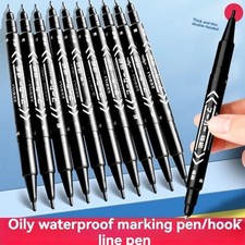10PCS Double Tip Permanent Paint Marker Pens Black Blue Oil Based Set USA