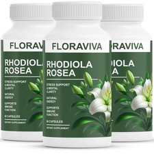 3-Pack Rhodiola Rosea Capsules - Floraviva for Energy, Focus, Mood