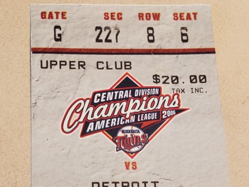 2007 MLB Minnesota Twins Ticket Stub gegen Detroit Tigers 16. September 2007 (4-6L) Ron GA - Bild 4 von 8