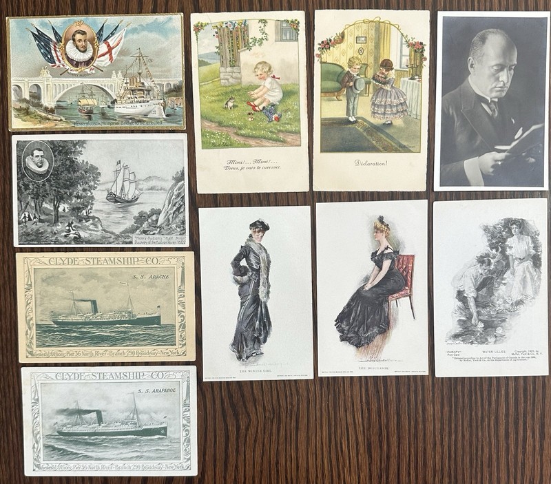 Antique Collectible Ten (10) Postcard Lot. Mussolini, Artist Signed, Expo+