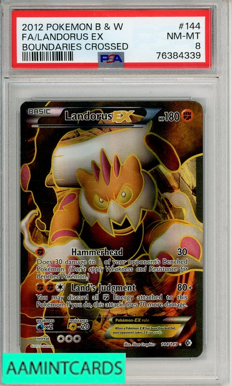 2012 POKEMON BLACK WHITE BOUNDARIES CROSSED FA LANDORUS EX #144  PSA 8