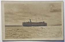Steamer SS Tionesta Stranded Off Bois Blanc Island MI RPPC 1912 Postcard