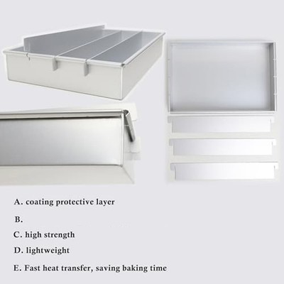 Aluminum Baking Molds for Evenly Divided Battenberg Cakes Detachable Bread Pan