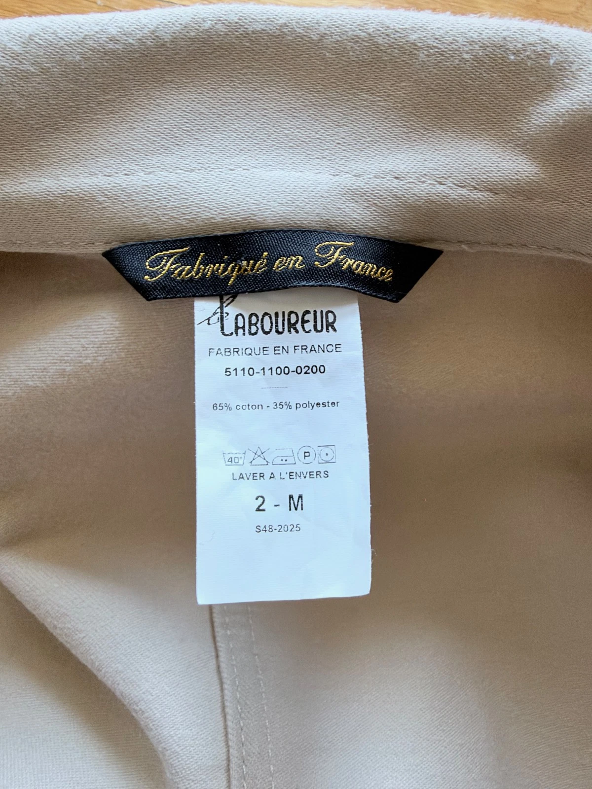 Le Laboureur French Chore Work Moleskin Jacket Size Medium Ecru Made in France image 5