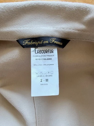 Le Laboureur French Chore Work Moleskin Jacket Size Medium Ecru Made in France image 5