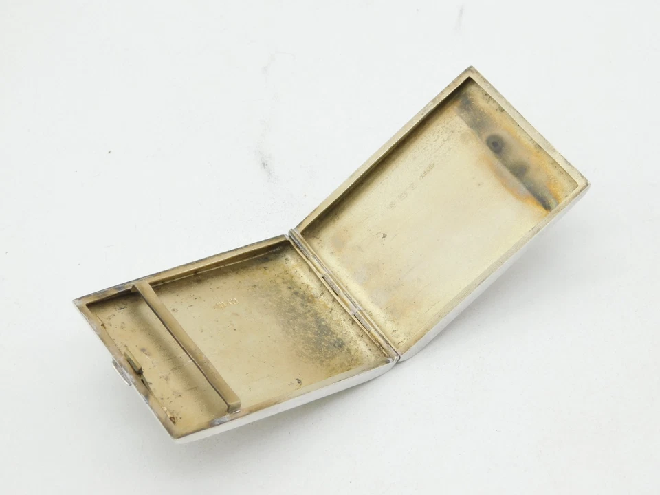 Antiguo estuche Vesta 1937 Birmingham Art Deco con motor de plata esterlina torneado Foto 4 de 4