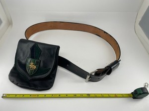 Renaissance leather waist belt w/ custom handcrafted and decorated leather pouch