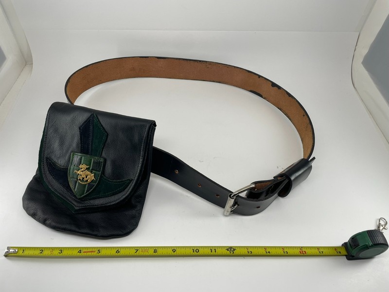 Renaissance leather waist belt w/ custom handcrafted and decorated leather pouch