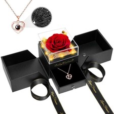 Christmas Rose Gifts for Women Mom Grandma,Light Up Fresh Flowers for Deliver...