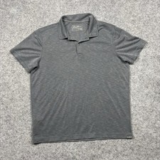 Eddie Bauer Active Fit Short Sleeve Polo Shirt Mens Large Gray