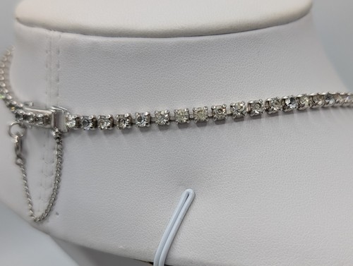 50er Jahre Denbé Klar Strass Demi Parure Halskette Armband Set Rhodiniert - Bild 18 von 24