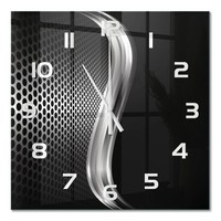 Glas-Wanduhr Mit Dekorativem Zifferblatt Metallabstraktion WeißE Zeiger 60X60 Cm
