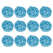 Wicker Rattan Balls 12 Pack 1.2in for DIY Craft Light Blue
