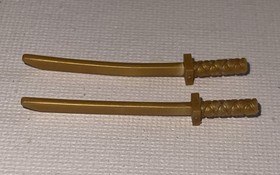 Lot of 2 LEGO Pearl Gold Minifigure Weapon Sword - Shamshir/Katana Genuine LEGO