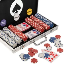 Poker Chip Set with Carrying Case Silver